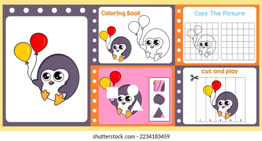 worksheets pack for kids with Penguin. fun learning for children