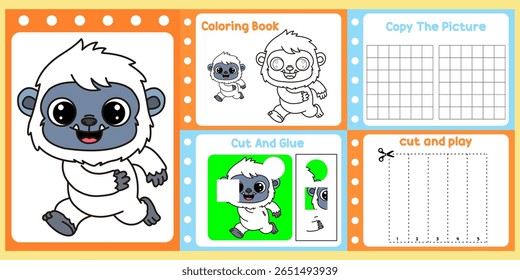 worksheets pack for kids a  yeti vector. 