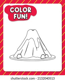 Worksheets Template With Color Fun! Text And Volcano Outline Illustration