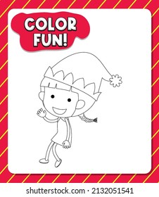 Worksheets template with color fun! text and girl's outline illustration