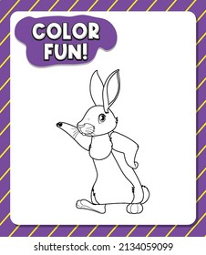 Worksheets template with color fun! text and rabbit outline illustration