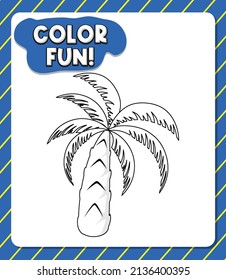 Worksheets template with color fun! text and palm outline illustration