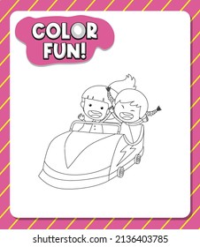 Worksheets template with color fun! text and roller coaster outline illustration
