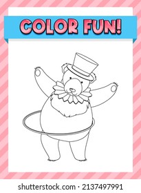 Worksheets template with color fun! text and bear outline illustration
