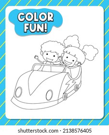 Worksheets template with color fun! text and roller coaster outline illustration