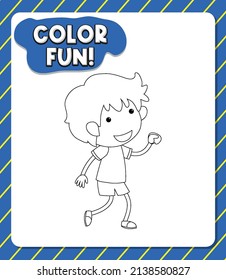 Worksheets template with color fun! text and boy outline illustration