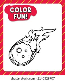 Worksheets template with color fun! text and meteorite outline illustration