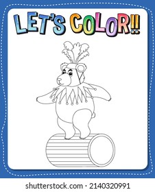 Plantilla de hojas de cálculo con el color de Let's!! ilustración de esquema de texto y de oso