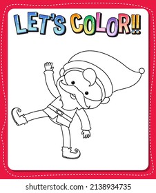 Worksheets Template With Let’s Color!! Text And Gnome Outline Illustration