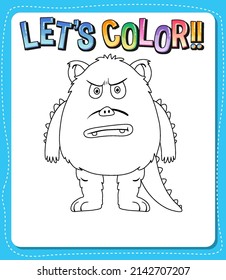 Worksheets Template Color Text Monster Outline Stock Vector (Royalty ...
