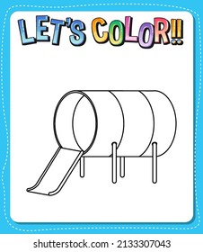 Worksheets template with let’s color!! text and slider outline illustration
