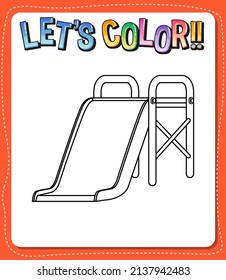 Worksheets template with let’s color!! text and slider outline illustration