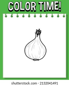 Worksheets template with color time! text onion outline illustration
