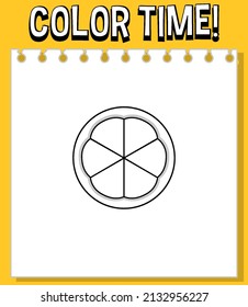 Worksheets template with color time! text and slices of oranges outline illustration