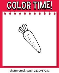 Worksheets template with color time! text and carrot outline illustration