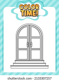 Worksheets template with color time! text and window outline illustration