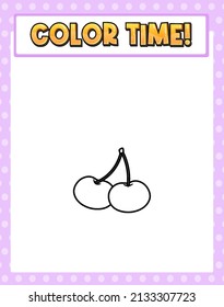 Worksheets template with color time! text cherry outline illustration