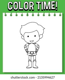 Worksheets template with color time! text and prince outline illustration