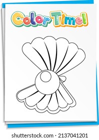 Worksheets template with color time text and oyster outline illustration