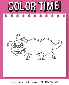 Worksheets template with color time! text and monster outline illustration