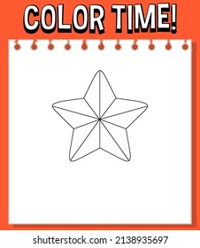 Worksheets template with color time! text and ster outline illustration