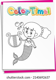 Plantilla de hojas de cálculo con texto en tiempo de color e ilustración de esquema de fusión
