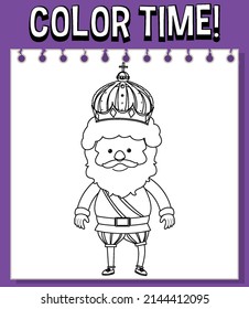 Worksheets template with color time! text and King's outline illustration