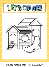 Worksheets template with lets color text and playground slide outline illustration