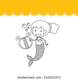 Worksheets template and mermaid outline illustration