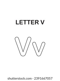Worksheets from A to Z for children. learn to read and write, Elementary writing practice for preschoolers, worksheet with all alphabetic letters.English vocabulary, letter v