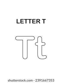Worksheets from A to Z for children. learn to read and write, Elementary writing practice for preschoolers, worksheet with all alphabetic letters.English vocabulary, letter t