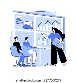 Workshop abstract concept vector illustration. Workshop session, practicing new skills, intensive group discussion, manufacturing or handicrafts, business teamwork, conference abstract metaphor.