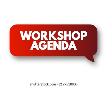 Workshop Agenda - list and an outline of all the activities prepared by organizers that need to be done, text quote concept message bubble