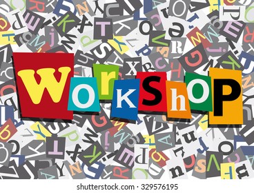 workshop, anonymous message in flat design