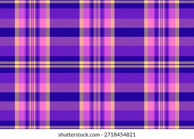 Workshop background fabric check, quality textile tartan plaid. Official texture vector pattern seamless in indigo and pink colors palette.