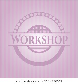 Workshop badge with pink background