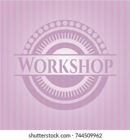Workshop badge with pink background