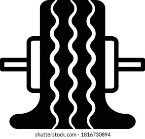 Taller Balancing Jig y el Vector de Ruedas Desinflado Diseño de Icono de Glifo, Reparación de Neumáticos y Equipo de Motocicleta sobre el fondo blanco, Concepto de Montaje de Neumáticos y Equilibrio