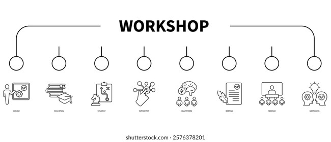 Workshop banner web icon vector illustration concept