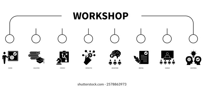 Workshop banner web icon vector illustration concept