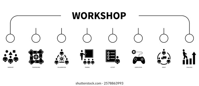 Workshop banner web icon vector illustration concept