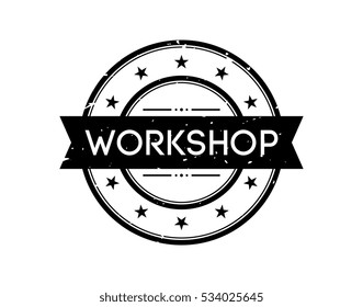 workshop black stamp sign label