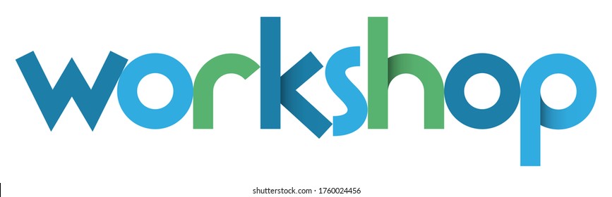 WORKSHOP blue and green vector geometric type banner