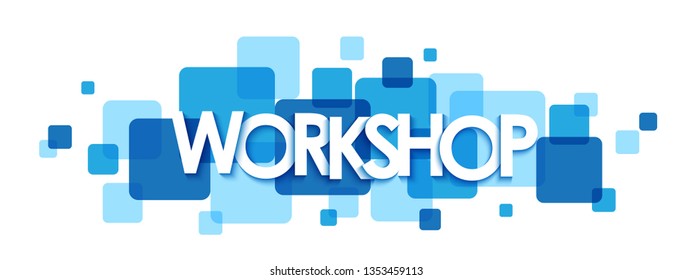 WORKSHOP blue typography banner