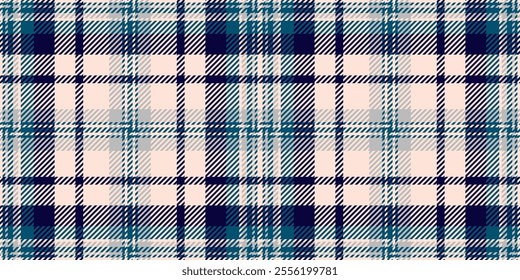 Workshop check seamless fabric, row vector texture plaid. Buffalo tartan background textile pattern in light and cyan colors.