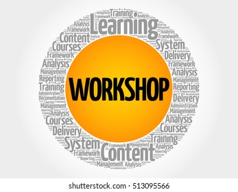 Workshop circle word cloud, business concept