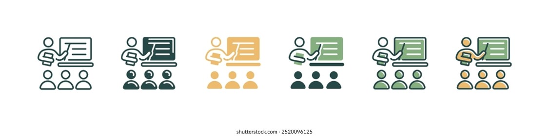 workshop classroom training lecture icon coaching human resource development signs vector seminar skills education symbol illustration