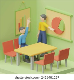 Workshop concept. Realistic 3d object cartoon style.