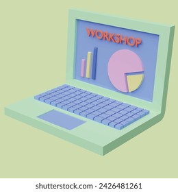 Workshop concept. Realistic 3d object cartoon style.