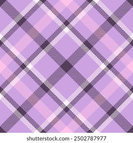 Workshop fabric background seamless, old texture plaid vector. Romantic textile check tartan pattern in light and purple colors palette.